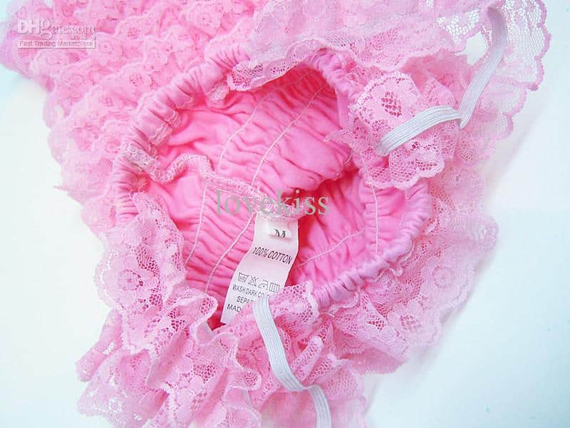 A pink skirt with frills that was maintained on the floor was quite attractive to both see and wear.