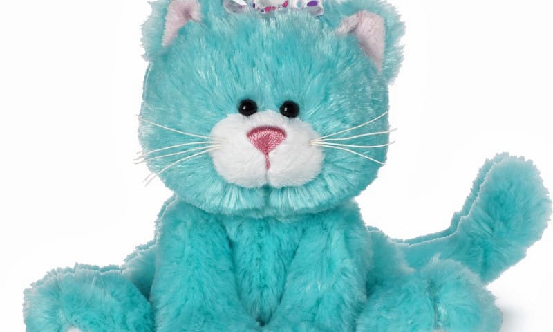 The image shows a Teal Preetty Kitty plush toy that appears to be a soft stuffed toy.