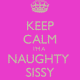 The banner for "Naughty Sissy" looked lovely and was pink in tone.
