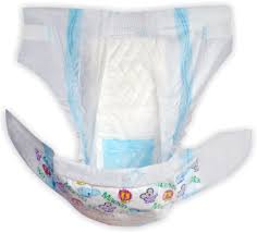 The image shows a diaper. It is an adult diaper that is white in colour and soft.