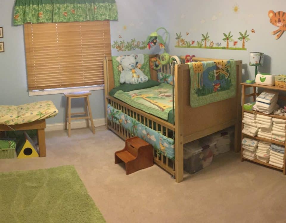 There was an adult nursery room, a bedroom with a bed, and literature in the room.